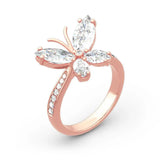 Butterfly Crystal Zircon Rose Ring for Women