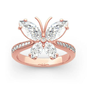 Butterfly Crystal Zircon Rose Ring for Women