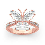 Butterfly Crystal Zircon Rose Ring for Women