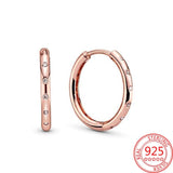S925 Silver Diamond Hoop Rose Earrings Round Drop Women's Wedding Jewelry