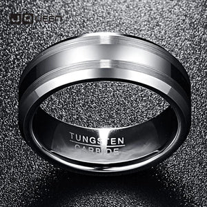 Men's 8mm Tungsten Carbide Ring Wedding Band Beveled Edge Size 6-14