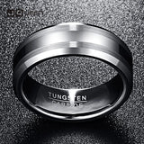 Men's 8mm Tungsten Carbide Ring Wedding Band Beveled Edge Size 6-14