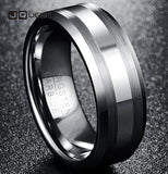 Men's 8mm Tungsten Carbide Ring Wedding Band Beveled Edge Size 6-14