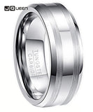 Men's 8mm Tungsten Carbide Ring Wedding Band Beveled Edge Size 6-14