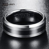 Men's 8mm Tungsten Carbide Ring Wedding Band Beveled Edge Size 6-14