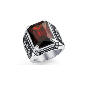 Crystal Vintage Ring for Men CZ Stone Stainless Steel Jewelry