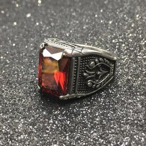 Crystal Vintage Ring for Men CZ Stone Stainless Steel Jewelry