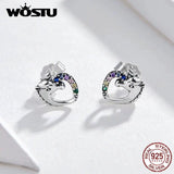 925 Silver CZ Unicorn Stud Earrings Star Hoops Fine Jewelry