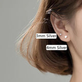 Trustdavis 925 Silver Geometric Round Barbells Stud Earrings