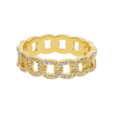 Delicate CZ Cuban Link Chain Ring Set