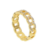 Delicate CZ Cuban Link Chain Ring Set
