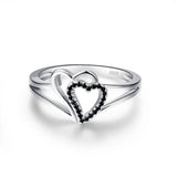 Silver Heart CZ Finger Ring Women Wedding Engagement Jewelry