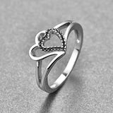 Silver Heart CZ Finger Ring Women Wedding Engagement Jewelry