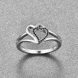 Silver Heart CZ Finger Ring Women Wedding Engagement Jewelry