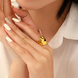 Vintage Punk Golden Big Ring For Women Irregular Hammer Texture Hyperbole Ring
