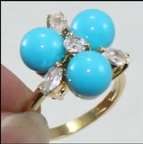 18K Plated 8mm Shell Pearl/Jade Ring Women Rings