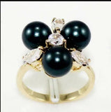 18K Plated 8mm Shell Pearl/Jade Ring Women Rings