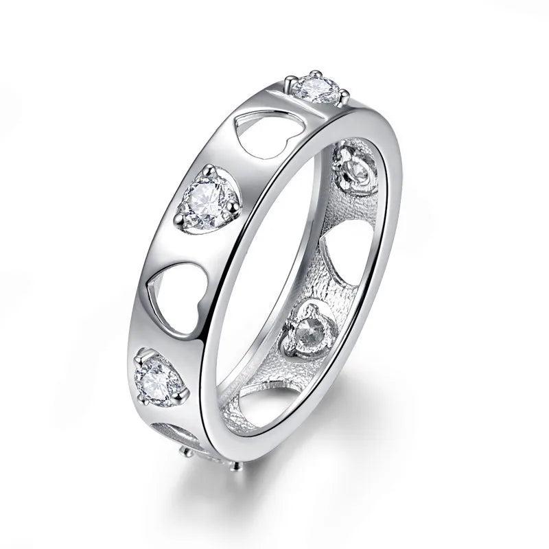 Heart Shaped Crystal Love Ring Wedding Jewelry