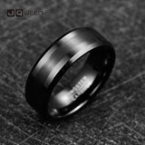 8mm Tungsten Carbide Men's Ring Brushed Center Beveled Edge Comfort Fit