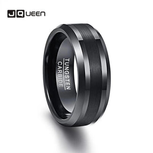 8mm Tungsten Carbide Men's Ring Brushed Center Beveled Edge Comfort Fit