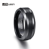 8mm Tungsten Carbide Men's Ring Brushed Center Beveled Edge Comfort Fit