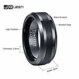8mm Tungsten Carbide Men's Ring Brushed Center Beveled Edge Comfort Fit