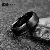 8mm Tungsten Carbide Men's Ring Brushed Center Beveled Edge Comfort Fit