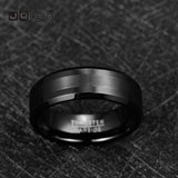 8mm Tungsten Carbide Men's Ring Brushed Center Beveled Edge Comfort Fit
