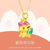 Rainbow Unicorn Baking Paint Pendant Necklace
