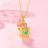 Rainbow Unicorn Baking Paint Pendant Necklace
