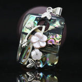 Abalone Shell Carved Flower Pendant 30x44mm Silver Color