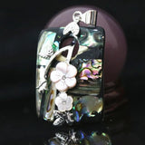 Abalone Shell Carved Flower Pendant 30x44mm Silver Color