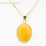 Oval Stone Pendant Copper Chain Necklace