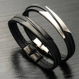 Europe & US Stainless Steel Leather Bracelet Hand Decoration