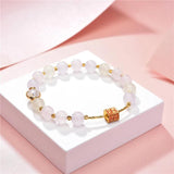 Natural Stone Crystal Beads Bracelet 8mm Lucky Charm Bohemian Casual 7.5in