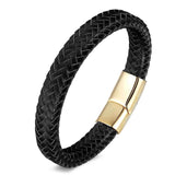 CCD Fine Jewelry Men Leather Titanium Steel Bracelet Vintage Pulseiras