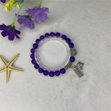 Purple Crystal Jades Yoga Charm Bracelet Pendant Chain 7.5inch