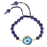 8mm Faceted Stone Beads Bracelet - Healing Crystal with D