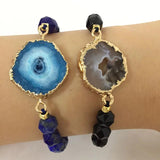 8mm Faceted Stone Beads Bracelet - Healing Crystal with D