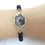8mm Faceted Stone Beads Bracelet - Healing Crystal with D