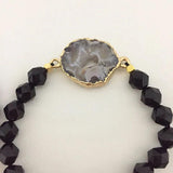 8mm Faceted Stone Beads Bracelet - Healing Crystal with D