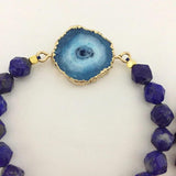 8mm Faceted Stone Beads Bracelet - Healing Crystal with D