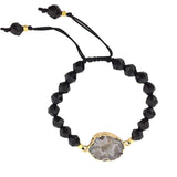 8mm Faceted Stone Beads Bracelet - Healing Crystal with D