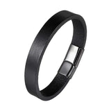 Leather Stainless Steel Bracelet Men Jewelry Magnetic Punk Wrap Gift