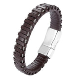 Leather Stainless Steel Bracelet Men Jewelry Magnetic Punk Wrap Gift