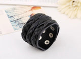 Punk Casual Wide Leather Braided Cuff Bracelet Bangle
