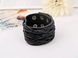 Punk Casual Wide Leather Braided Cuff Bracelet Bangle