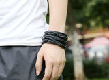 Punk Casual Wide Leather Braided Cuff Bracelet Bangle