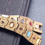 Stainless Steel Magnetic Therapy Bracelet Crystal Stone Charm Bracelet
