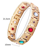 Stainless Steel Magnetic Therapy Bracelet Crystal Stone Charm Bracelet